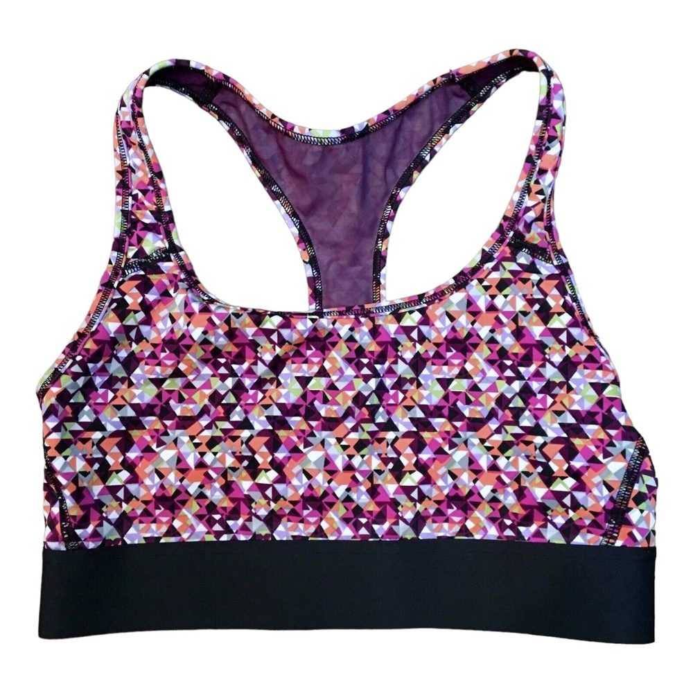 Victoria Sport Womens The Player Sport's Bra Racerback Purple Black Mosaic S